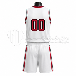 Conjunto de Uniforme de Baloncesto Personalizado Blanco y Rojo, Jersey y Pantalones Cortos de Baloncesto Clásicos de Malla, Ropa de Equipo OEM ODM Marca Privada - Product Image 2