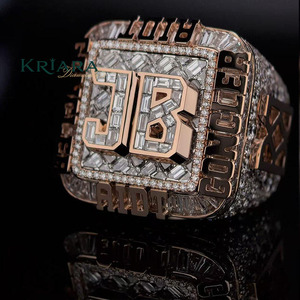 925 Silver Rose Gold Plated Moissanite Cocktail Ring <b>Letter</b> Design Pave Setting Women's Hiphop Party Jewelry - Product Image 3