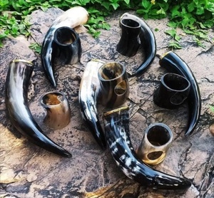 Handcrafted Buffalo Horn Drinking Horn With Gold Rim Vintage Bar <b>Accessory</b> Reusable Natural <b>Drinkware</b> 100% Authentic - Product Image 2
