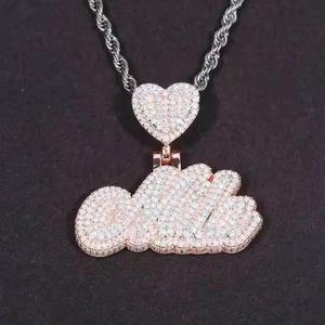 New Arrival Vintage Iced Out <b>Name</b> Pendant Sterling Silver Hip Hop Flame Moissanite Diamond Wedding <b>Necklace</b> From indian Supplier - Product Image 4