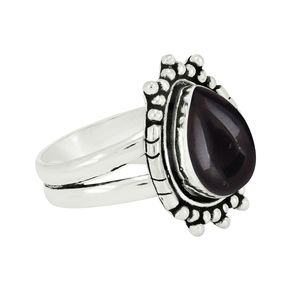 Bague en argent sterling 925 oxydé avec pierre précieuse onyx noir naturel, style vintage, sertissage clos, bijoux personnalisés pour femme – Meilleures ventes - Product Image 2