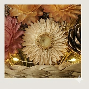 Woven Bamboo Flower Basket and <b>Pinecones</b> Decorative Arrangement From Tamil Nadu by KOTTRAVAI - Product Image 3
