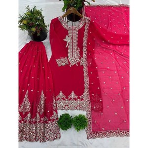 Women's Beautiful <b>Top</b>- Sharara and Dupatta Set with Heavy Embroidery Sequence Work - Product Image 1