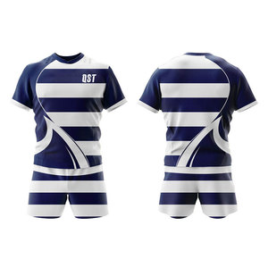 Uniforme de rugby unisexe à manches courtes imprimé par sublimation de haute qualité, respirant, kits OEM, grandes tailles, anti-UV, évacuation de l'humidité - Product Image 6
