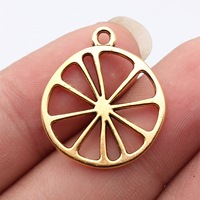 Breloque en forme de tranche de citron creuse 27x24mm en alliage de zinc, couleur argent, pour la décoration artisanale sur le thème des fruits d'été