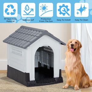 33-Inch Large Plastic Insulated Pet House with Elevated Floor Indoor Outdoor Doghouse with Air Vents & Water Resistant Features - Product Image 4