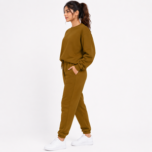 Conjunto Deportivo para Mujer, Sudadera Holgada y Pantalones Jogger, en Jersey de Poliéster Transpirable Color Marrón |   Conjunto Deportivo Informal de 2 Piezas |   Logotipo Personalizado - Product Image 4