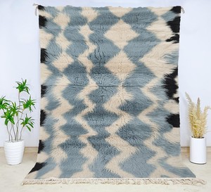 Alfombra Beni Ourain Marroquí Auténtica Hecha a Mano, de Lana Anudada a Mano, Pelo Medio Grueso, Lavable, para Decoración del Hogar, Dropshipping - Product Image 1