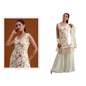 Lanzamiento de un nuevo vestido festivo con dupatta y pantalón de tela de georgette sintética reversible y cómodo. - Product Image 1