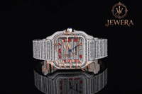 Reloj de Acero Inoxidable Mossinate de Primera Calidad, Elegante, Dorado y Plateado, con Cristal y Detalles de Diamantes Genuinos, Movimiento Mecánico para Hombre