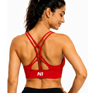 Soutien-gorge de sport pour femme 2026 rouge à dos croisé, maintien élevé, pour yoga et fitness, avec logo NI, design personnalisé Nofyan Ind - Product Image 4