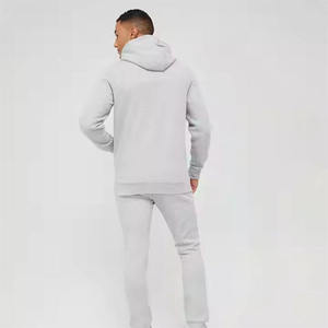 Survêtement à capuche gris clair pour homme, manches longues, couleur unie, décontracté, respirant, en coton, coupe classique - Product Image 2