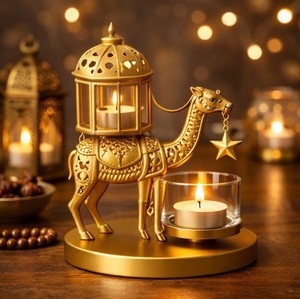 Decoración de Oriente Medio, Linterna Decorativa para Ramadán, Decoración para el Festival del Eid, Portavelas de Metal de Lujo, Decoración Premium para el Hogar, Elegante Soporte - Product Image 6