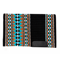 Tapis de selle ASHMIRA EQUESTRIAN Western noir turquoise orange géométrique tissé à la main en mélange de laine, motif aztèque, pour chevaux