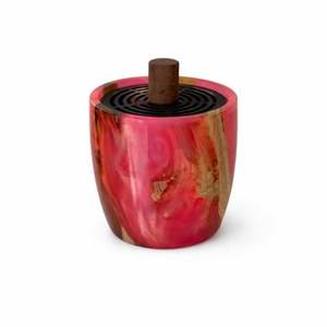 Quemador de Incienso Árabe de Madera Hecho a Mano por Bela Artisan, Recolector de Ceniza con Acabado Rojo Marmoleado, Aroma a Oud, Uso Aromático para Todas las Estaciones - Product Image 1