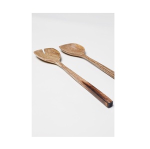 Ensemble de 2 cuillères en bois, ustensiles en bois naturel sculptés à la main pour la cuisine, lavage à la main uniquement - Product Image 3