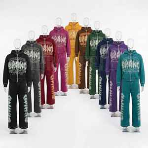 Conjunto Deportivo Cómodo y a la Moda para Hombre, Sudadera con Capucha y Pantalones Deportivos de Invierno, Estilo Universitario, Informal, de Forro Polar, Transpirable - Product Image 1