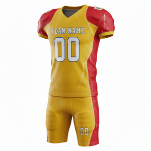 Uniforme de Fútbol Americano Sublimado Personalizado y Transpirable, Conjunto de Camiseta y Pantalones Cortos, Cuello en V, Logotipo en la Parte Delantera, Secado Rápido - Product Image 4