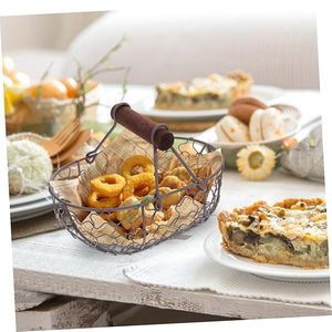 Garden Basket with Portable Wooden Handle Metal Fruit Vegetable <b>Egg</b> <b>Storage</b> Basket Rustic Farmhouse Organizer for Home Kitchen - Product Image 5