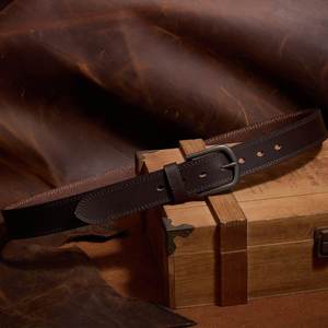 Ceinture décontractée pour homme en cuir véritable 2026, noire et marron, sur mesure, respirante, avec boucle ardillon en alliage - Product Image 3