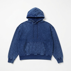 Sudaderas con Capucha Extra Grandes de 400 GSM, Color Azul Mineral, Lavado Ácido, con Logotipo Personalizado, Venta al Por Mayor, Abastecimiento B2B - Product Image 3