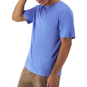 Camisetas de Cuello Redondo para Hombre, 50% Poliéster, 50% Algodón, Manga Corta, Corte Regular, Color Sólido, Secado Rápido, Transpirables, con Logotipo Personalizado - Product Image 3