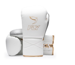 ถุงมือชกมวย MMA รุ่น BG-1112 สีขาวเทา หนังวัวแท้ แบบเต็มนิ้ว ผูกเชือก ปรับแต่งได้ - Product Image 1