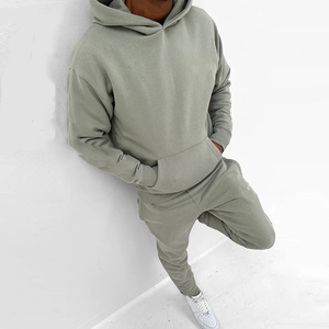 Custom logo Jogging Suit 100% Cotton Sweatsuit <b>Blank</b> Thick Heavy <b>Weight</b> Unisex Sports Oversized Tracksuits Hoodie Set Men - Product Image 4