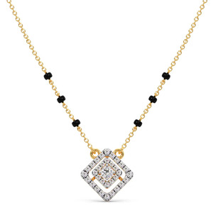 Collier traditionnel culturel avec perles noires et double carré de diamants au centre - Product Image 1