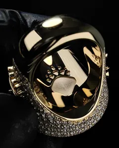 Anillo de Moissanita con Símbolo de Dólar Unisex de Plata de Ley Sólida con Acabado Dorado de 10 Quilates, Sin Níquel, Sin Plomo, Joyería de Lujo Estilo Hip Hop, Audaz - Product Image 4