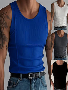 Summer Knitted Vertical Striped Fitness Sports Casual and Slimming <b>Vest</b> for <b>Men</b> Sleeveless Wide-Shoulder New Style Tank Tops - Product Image 2