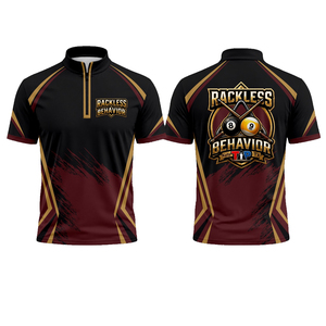 Maillot de snooker personnalisé à manches courtes avec logo frontal, sublimation, fermeture éclair, respirant, séchage rapide, uni, formel, 100% polyester tricoté - Product Image 2