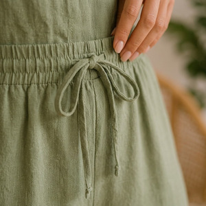 Ensemble de salon en lin pour femmes, certifié OEKOTEX, pyjama respirant pour femmes, ensemble de vêtements de nuit décontractés et doux - Product Image 4
