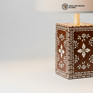 Lanterne de table artisanale en os incrusté avec motif floral, lampe de chevet de luxe en mosaïque, art indien traditionnel, décoration de bureau - Product Image 5
