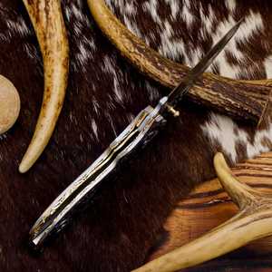 Premium Selling Custom Handmade Damascus Steel Folding Pocket Knife OEM Design <b>Back</b> Lock High Durability Pakka Wood Handle <b>Drop</b> - Product Image 3