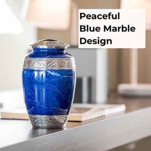 2026 New Trending Blue Marble Finish Companion Cremation <b>Urn</b> Set for Human Ashes Set with <b>Large</b> Adult <b>Urn</b> & 4 Keepsake <b>Urns</b> - Product Image 2