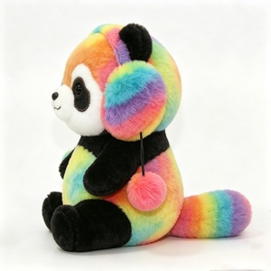 Peluche de panda rojo personalizado, peluche de panda rojo multicolor, peluche de panda rojo arcoíris, peluche de panda rojo con efecto tie-dye - Product Image 4