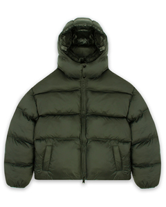 Men's Cream Puffer <b>Jacket</b> Stand Collar Zipper Closure Windproof Winter Casual Short Loose Fit Polyester Wadding Thick Outerwear - Product Image 4