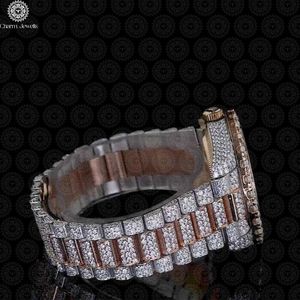 Charm Jewels Women's Luxury Stainless Steel <b>Watch</b> Rose Gold Diamond Encrusted Round Dial Analog Quartz Movement 40mm - Product Image 3