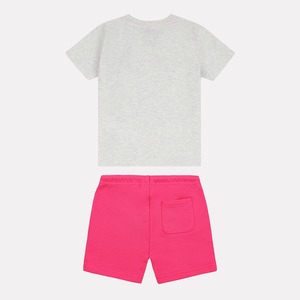 Camiseta de manga corta rosa lisa y pantalones cortos para bebés / Conjunto de dos piezas de moda para niños, camiseta de algodón de verano y pantalones cortos a juego - Product Image 2