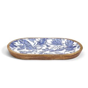 Luxury Wooden Meena <b>Tray</b> Blue Floral Enamel Serving <b>Tray</b> for Coffee <b>Table</b> & Dining for Home & Hotel - Product Image 1