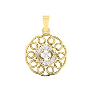 Colgante de oro macizo con moissanita y diamante solitario de diseño clásico, con piedra de corte brillante redondo y dije de flor, para uso diario. - Product Image 3