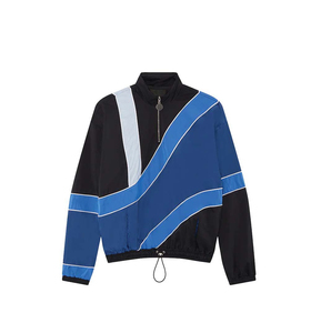 Blouson de sport pour homme à blocs de couleur, style streetwear, avec fermeture éclair quart de tour, en polyester, coupe droite, pour le printemps, bleu, noir, gris - Product Image 5