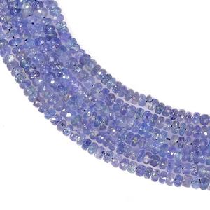 ลูกปัดแทนซาไนต์ทรงรอนเดลเหลี่ยมเพชรพลอยคุณภาพสูง ขนาด 3.5-4.5 มม. ความยาว 16 นิ้ว สำหรับทำเครื่องประดับจากพลอยธรรมชาติ - Product Image 1