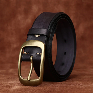 Ceinture pour homme en cuir véritable de haute qualité, boucle carrée en alliage, écologique, longueur réglable 3,0 cm, couleur personnalisée imprimée - Product Image 1