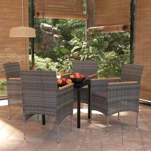 Conjunto de comedor para jardín gris y negro - Product Image 1