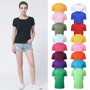 T-shirts décontractés multicolores pour femme avec logo personnalisé et t-shirts vierges 100 % coton à manches courtes pour femme, en vente en ligne - Product Image 1
