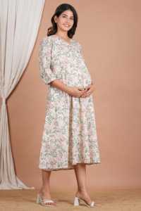 Vestido largo de algodón floral tipo kimono para mujer, con cremallera para amamantar, estampado a mano, venta al por mayor de fábrica - Product Image 3
