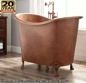 Baignoire en cuivre design, finition martelée, autoportante, pour maisons de luxe, centres de spa et projets d'aménagement intérieur - Product Image 2