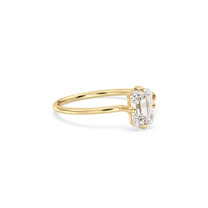 REYES Premium Quality 925 Sterling <b>Silver</b> <b>Emerald</b> Cut 0.98 Carat Moissanite <b>Ring</b> with GRA Certified 14K Gold Plated Jewelry - Product Image 3